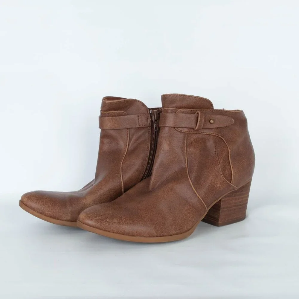 BearTraps Womens Nanette Ankle Boots Size 8M Tan Side Zip Casual‎ Workwear